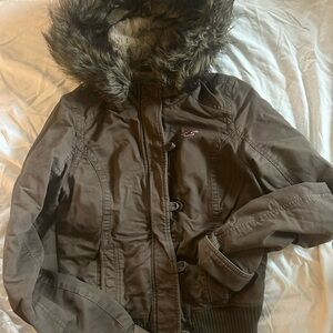 Hollister Y2K Vintage  Fur Winter Jacket, Large
